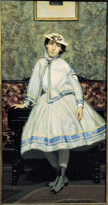 Alaide Banti in abito bianco. 1866. Olio su tela